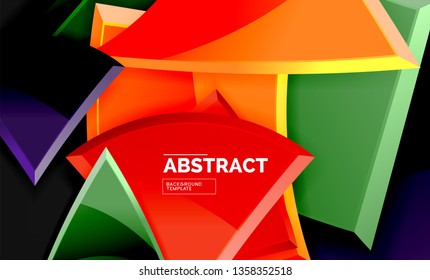 Glossy squares and triangles geometric backgrounds. Vector