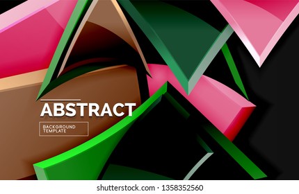 Glossy squares and triangles geometric backgrounds. Vector