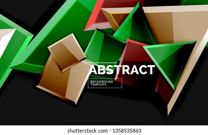 Glossy squares and triangles geometric backgrounds. Vector