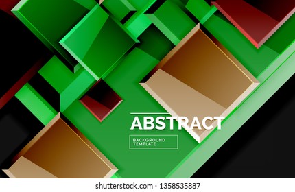 Glossy squares and triangles geometric backgrounds. Vector