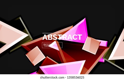 Glossy squares and triangles geometric backgrounds. Vector