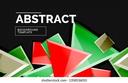 Glossy squares and triangles geometric backgrounds. Vector