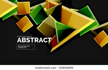 Glossy squares and triangles geometric backgrounds. Vector