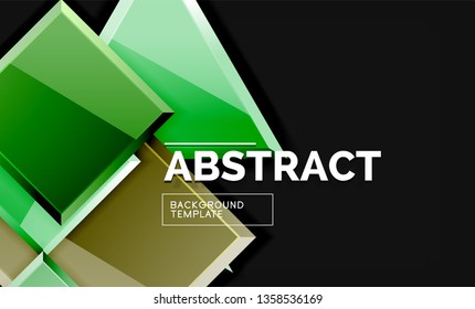 Glossy squares and triangles geometric backgrounds. Vector