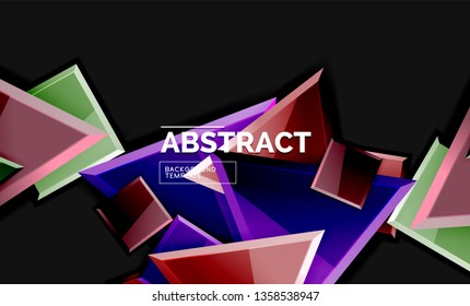 Cuadros y triángulos brillantes de fondo geométrico. Vector