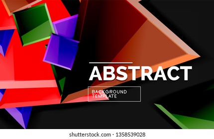 Glossy squares and triangles geometric backgrounds. Vector