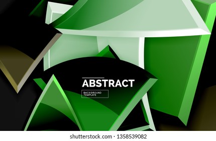 Glossy squares and triangles geometric backgrounds. Vector