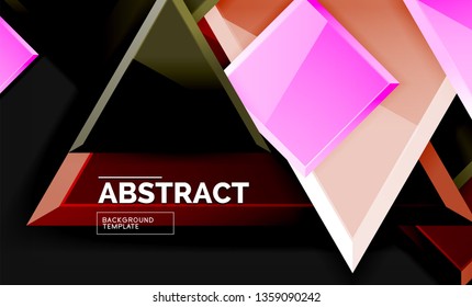 Glossy squares and triangles geometric backgrounds. Vector