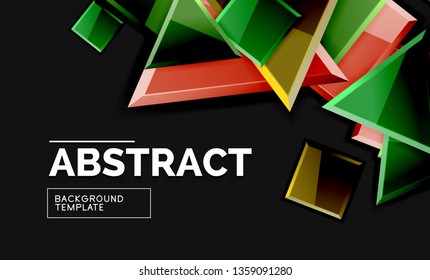Glossy squares and triangles geometric backgrounds. Vector