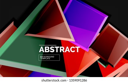 Glossy squares and triangles geometric backgrounds. Vector