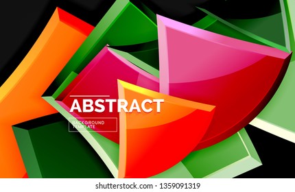 Glossy squares and triangles geometric backgrounds. Vector
