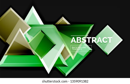Cuadros y triángulos brillantes de fondo geométrico. Vector
