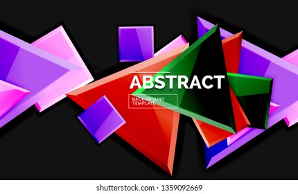 Glossy squares and triangles geometric backgrounds. Vector