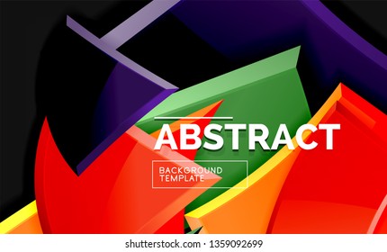 Glossy squares and triangles geometric backgrounds. Vector