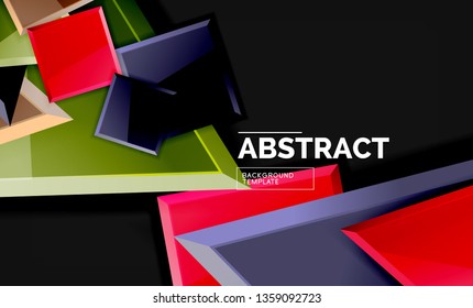 Glossy squares and triangles geometric backgrounds. Vector
