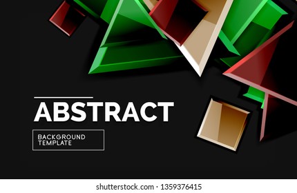 Glossy squares and triangles geometric backgrounds. Vector