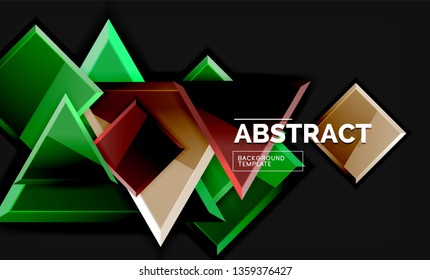 Glossy squares and triangles geometric backgrounds. Vector