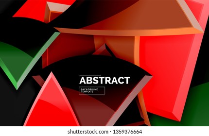 Cuadros y triángulos brillantes de fondo geométrico. Vector