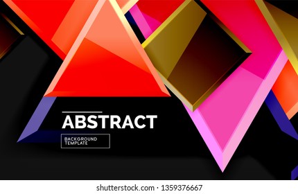Glossy squares and triangles geometric backgrounds. Vector