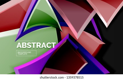 Glossy squares and triangles geometric backgrounds. Vector