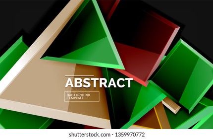 Glossy squares and triangles geometric backgrounds. Vector