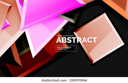Glossy squares and triangles geometric backgrounds. Vector