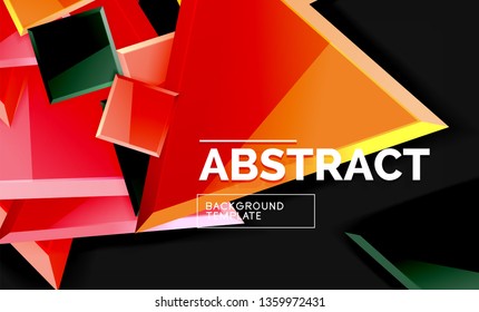 Glossy squares and triangles geometric backgrounds. Vector
