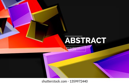 Glossy squares and triangles geometric backgrounds. Vector