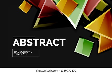 Glossy squares and triangles geometric backgrounds. Vector