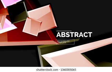 Glossy squares and triangles geometric backgrounds. Vector