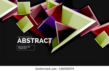 Glossy squares and triangles geometric backgrounds. Vector
