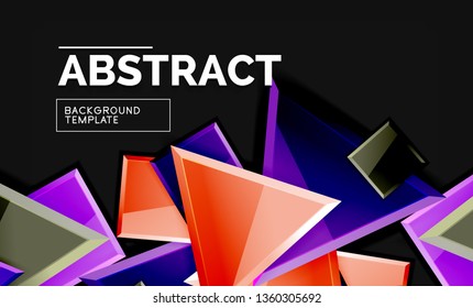 Glossy squares and triangles geometric backgrounds. Vector