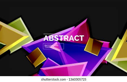 Cuadros y triángulos brillantes de fondo geométrico. Vector