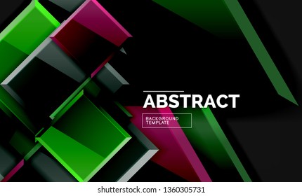 Cuadros y triángulos brillantes de fondo geométrico. Vector
