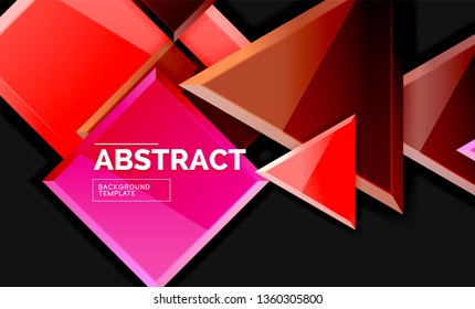 Glossy squares and triangles geometric backgrounds. Vector
