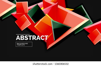 Glossy squares and triangles geometric backgrounds. Vector