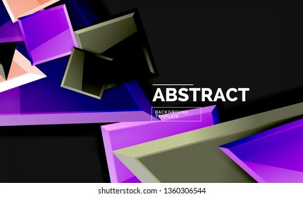 Glossy squares and triangles geometric backgrounds. Vector
