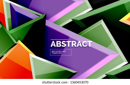 Glossy squares and triangles geometric backgrounds. Vector