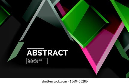 Glossy squares and triangles geometric backgrounds. Vector