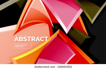 Cuadros y triángulos brillantes de fondo geométrico. Vector