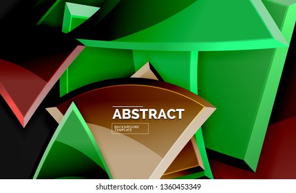Glossy squares and triangles geometric backgrounds. Vector