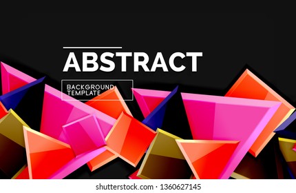 Glossy squares and triangles geometric backgrounds. Vector