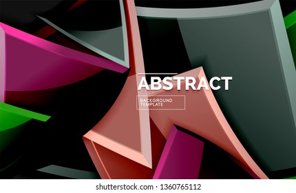Cuadros y triángulos brillantes de fondo geométrico. Vector