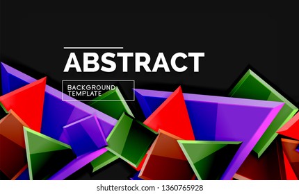 Glossy squares and triangles geometric backgrounds. Vector