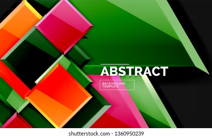 Glossy squares and triangles geometric backgrounds. Vector