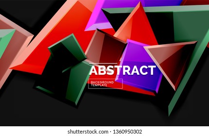 Cuadros y triángulos brillantes de fondo geométrico. Vector