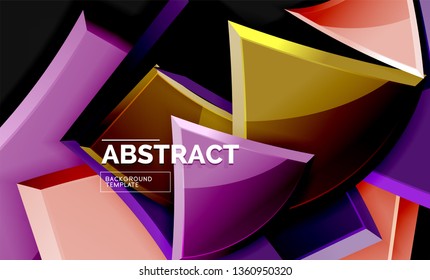 Glossy squares and triangles geometric backgrounds. Vector