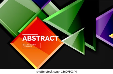 Glossare Quadrate und dreieckige geometrische Hintergründe. Vektorgrafik
