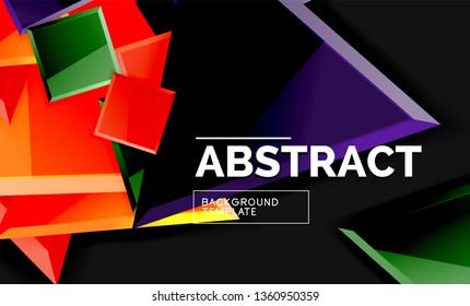 Glossy squares and triangles geometric backgrounds. Vector