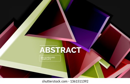Glossy squares and triangles geometric backgrounds. Vector